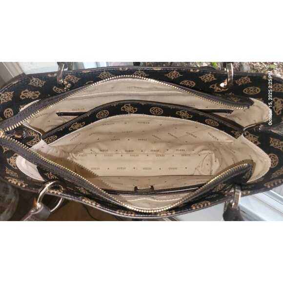 Guess 4G Noelle Tote Monogram Logo Charm Designer Handbag 14x9.5x10.3 - Picture 8 of 10